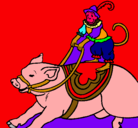 Dibujo Mono y cerdo pintado por facundo