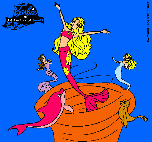 Dibujo Barbie sirena contenta pintado por lauracamila