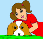 Dibujo Niña abrazando a su perro pintado por coty