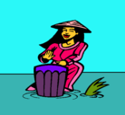 Dibujo Mujer tocando el bongó pintado por abailar