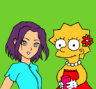 Dibujo Sakura y Lisa pintado por barra