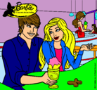 Dibujo Barbie y su amigo en la heladería pintado por laabrilaaaaa