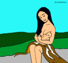 Dibujo Madre con su bebe pintado por Pintora 