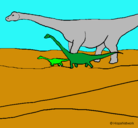 Dibujo Familia de Braquiosaurios pintado por sterling