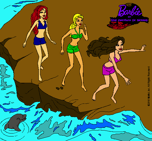 Dibujo Barbie y sus amigas en la playa pintado por virupa