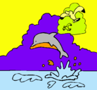 Dibujo Delfín y gaviota pintado por giselle