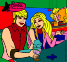 Dibujo Barbie y su amigo en la heladería pintado por ANALIA