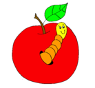 Dibujo Manzana con gusano pintado por aman95