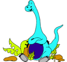 Dibujo Diplodocus sentado pintado por ggg
