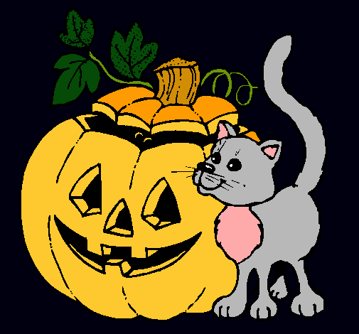 Calabaza y gato