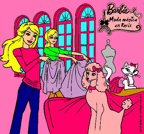 Barbie y su amiga mirando ropa