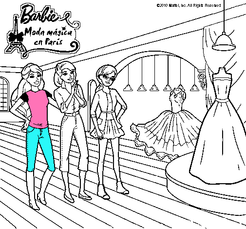 Barbie mirando vestidos