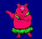 Dibujo Cerdo hawaiano pintado por irenee