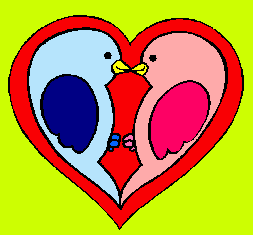 Dibujo Pajaritos enamorados pintado por divamiss