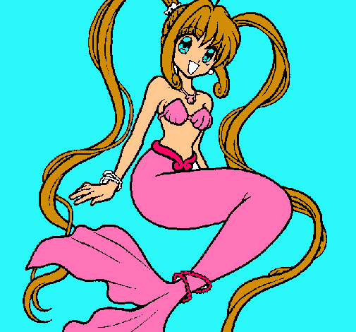 Dibujo Sirena con perlas pintado por rusabcn