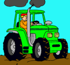 Dibujo Tractor en funcionamiento pintado por jore