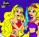 Dibujo Barbie se despiede de la reina sirena pintado por guanchuu