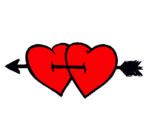 Dibujo Dos corazones con una flecha pintado por rusabcn