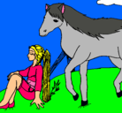 Dibujo Chica y caballo pintado por thalia12