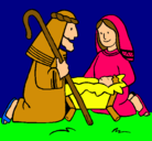 Dibujo Adoran al niño Jesús pintado por trompeta