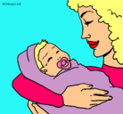 Dibujo Madre con su bebe II pintado por piolin