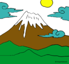 Dibujo Monte Fuji pintado por pirma