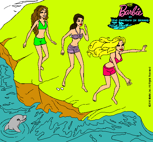 Dibujo Barbie y sus amigas en la playa pintado por jaz11