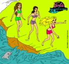 Dibujo Barbie y sus amigas en la playa pintado por jaz11