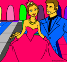 Dibujo Princesa y príncipe en el baile pintado por denis
