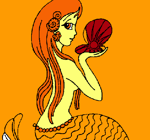 Dibujo Sirena y perla pintado por luchianana