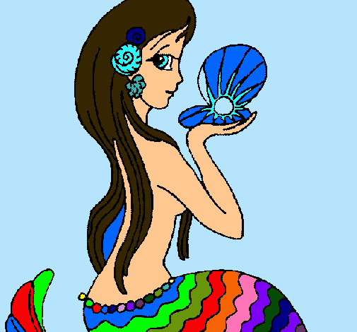 Dibujo Sirena y perla pintado por selenechemaou