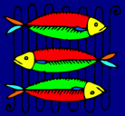 Dibujo Pescado a la brasa pintado por juata