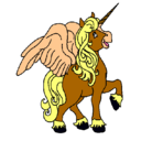 Dibujo Unicornio con alas pintado por tora