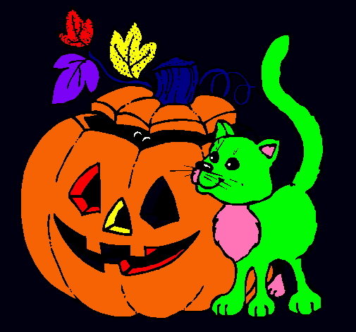 Calabaza y gato