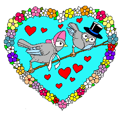 Dibujo Corazón con pájaros pintado por 26111971