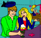 Dibujo Barbie y su amigo en la heladería pintado por janeth