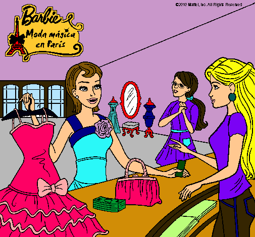 Dibujo Barbie en una tienda de ropa pintado por divamiss
