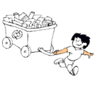 Dibujo Niño reciclando pintado por valunchis