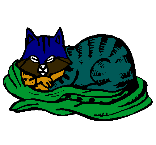 Dibujo Gato en su cama pintado por pakitocavi25