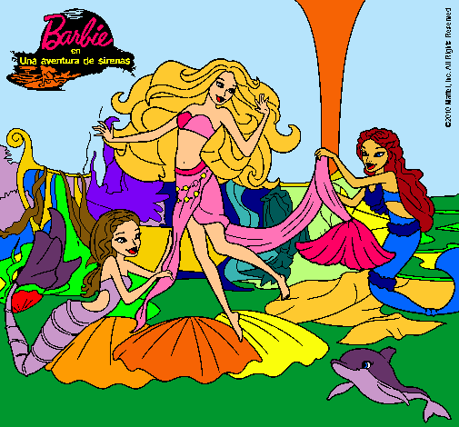 Dibujo Barbie con sirenas pintado por jessijann