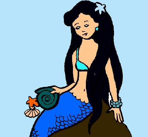 Dibujo Sirena con caracola pintado por selenechemaou