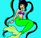 Dibujo Sirena con perlas pintado por lullanita
