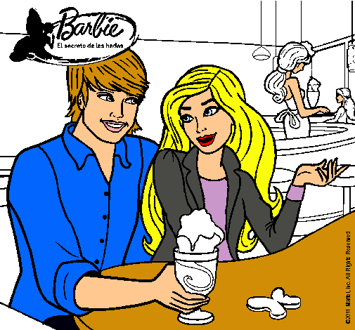 Dibujo Barbie y su amigo en la heladería pintado por grebolgarcialil