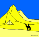 Dibujo Paisaje con pirámides pintado por egipto