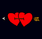Dibujo Dos corazones con una flecha pintado por daninhO