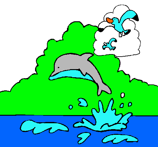 Dibujo Delfín y gaviota pintado por fercithax