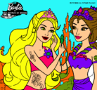 Dibujo Barbie se despiede de la reina sirena pintado por barbi