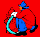 Dibujo Bombero en la boca de incendios pintado por gerard