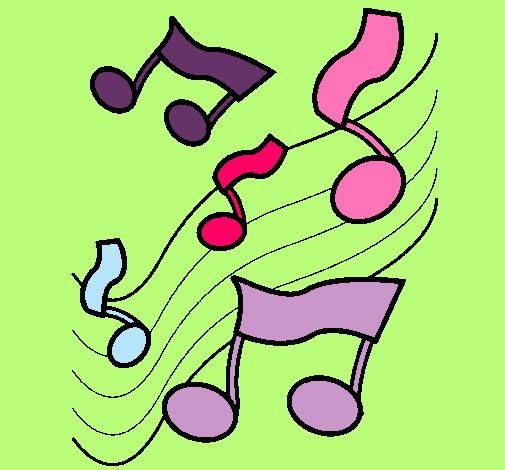Dibujo Notas en la escala musical pintado por majo