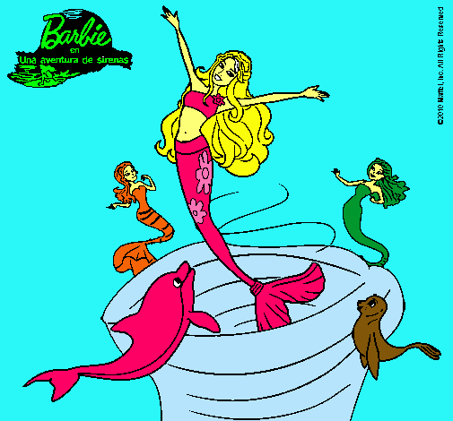 Dibujo Barbie sirena contenta pintado por luchianana